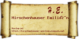 Hirschenhauser Emilián névjegykártya